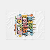 Couverture Polaire Joyeux Anniversaire Chat Mignon (Devant (Horizontal))