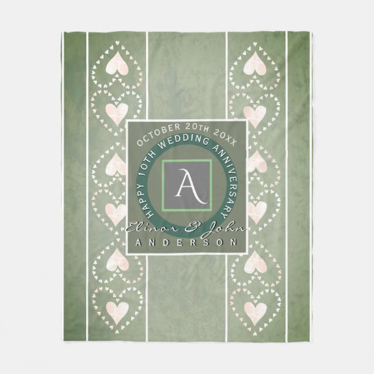 Couverture Polaire "Joyeux anniversaire de Mariage"Monogramme gris av (Devant)
