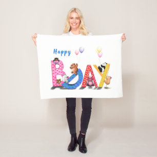 Couverture Polaire Joyeux anniversaire Fleece Blanket Bears Party