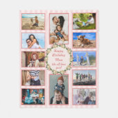 Couverture Polaire Joyeux anniversaire Maman Rose Photo Collage (Devant)
