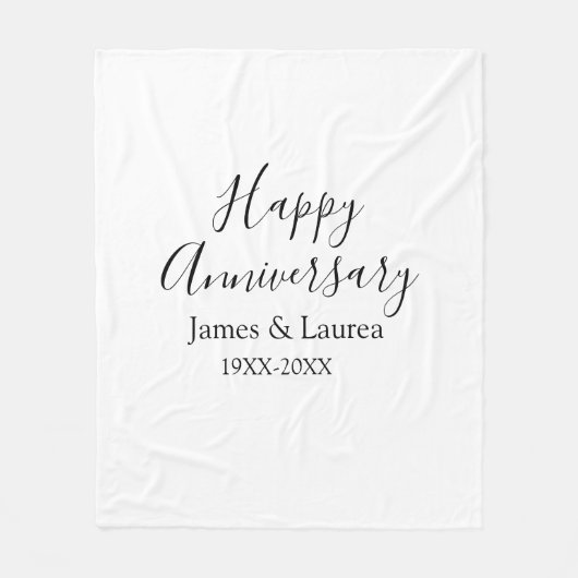 Couverture Polaire Joyeux anniversaire mariage nom date année simple  (Devant)