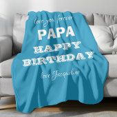 Couverture Polaire Joyeux anniversaire Papa Chic Script Nom Bleu Clas