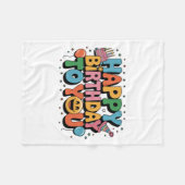 Couverture Polaire Joyeux Anniversaire Smiley (Devant (Horizontal))
