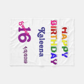 Couverture Polaire Joyeux Anniversaire Sweet 16 (Devant (Horizontal))