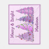Couverture Polaire Joyeux Arbres De Noël Roses Et Violets (Devant)