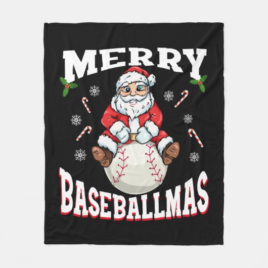 Couverture Polaire Joyeux Baseballmas Drôle Noël Baseball Père Noël (Devant)