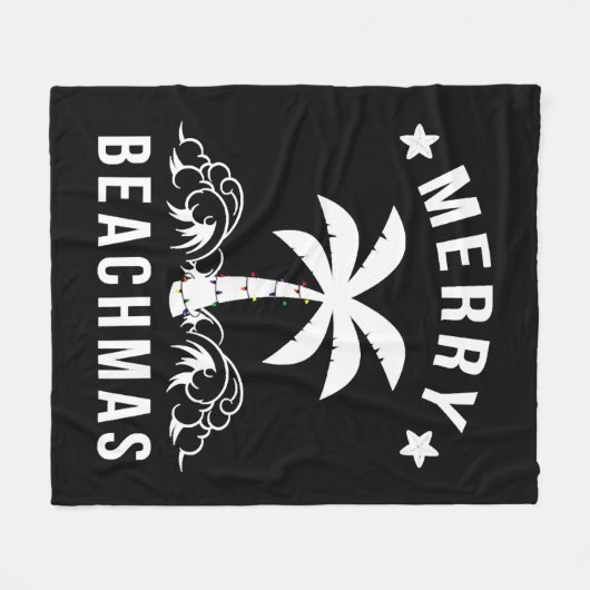 Couverture Polaire Joyeux Beachmas Palm Tree Beach Noël (Devant (Horizontal))