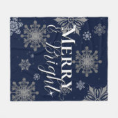 Couverture Polaire Joyeux bleu et flèches de neige brillantes Noël (Devant (Horizontal))