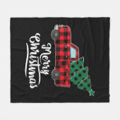 Couverture Polaire Joyeux Buffalo de Noël Plaid Arbre de Noël Rouge (Devant (Horizontal))