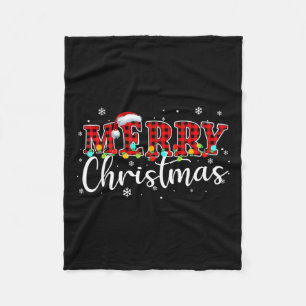 Couverture Polaire Joyeux Buffalo de Noël Plaid Red Père Noël Famille
