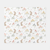Couverture Polaire Joyeux Bunny de Pâques Fleurs sauvages mignonette (Devant (Horizontal))