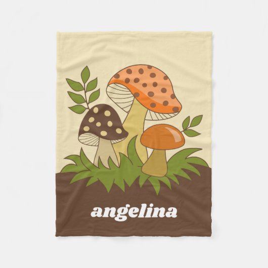 Couverture Polaire Joyeux champignons avec nom personnalisé (Devant)