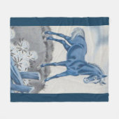Couverture Polaire joyeux cheval en bleu (Devant (Horizontal))