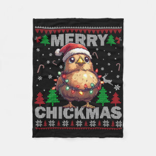 Couverture Polaire Joyeux Chickmas Drôle Poulet Noël laid Pour Bo