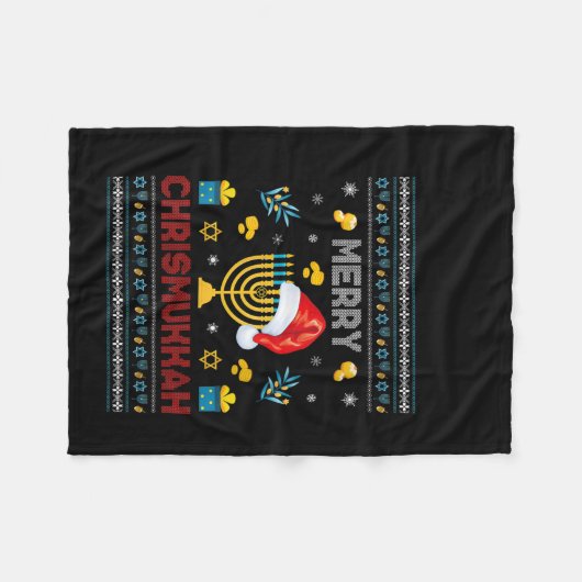 Couverture Polaire Joyeux Chrismukkah Funny Hanoukka Noël (Devant (Horizontal))