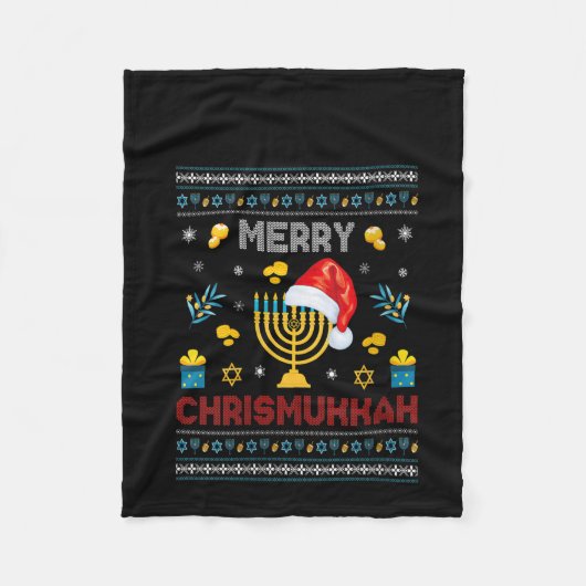 Couverture Polaire Joyeux Chrismukkah Funny Hanoukka Noël (Devant)