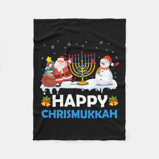 Couverture Polaire Joyeux Chrismukkah Hanoukka Fun Joyeux Juif de Noë (Devant)