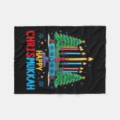 Couverture Polaire Joyeux Chrismukkah Joyeux Noël Hanoukka 3 (Devant (Horizontal))