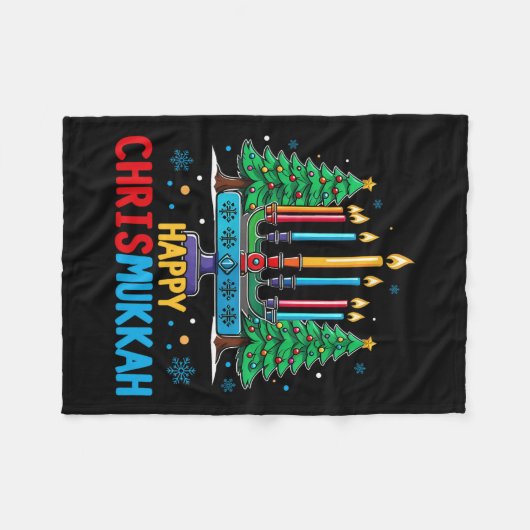 Couverture Polaire Joyeux Chrismukkah Joyeux Noël Hanoukka 3 (Devant (Horizontal))