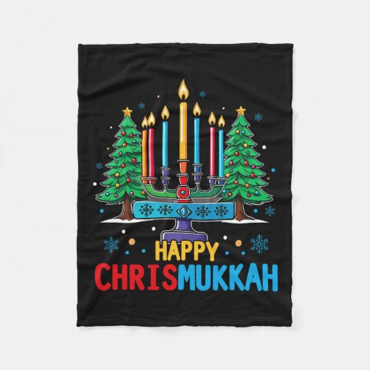 Couverture Polaire Joyeux Chrismukkah Joyeux Noël Hanoukka 3 (Devant)
