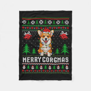 Couverture Polaire Joyeux Corgmas Pull Ugly Drôle Corgi Noël T