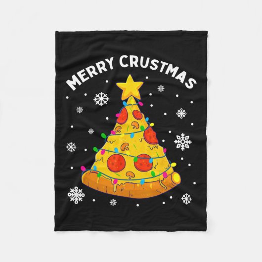 Couverture Polaire Joyeux Crustmas Pizza Arbre de Noël Joyeux Noël (Devant)