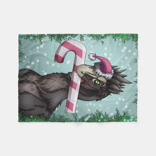 Couverture Polaire Joyeux dinosaure de Noël (Devant (Horizontal))