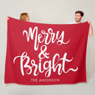 Couverture Polaire Joyeux et brillant script de typographie rouge