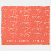 Couverture Polaire Joyeux et brillant texte de script rouge et blanc (Devant (Horizontal))