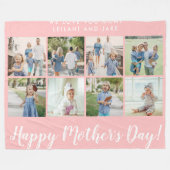 Couverture Polaire Joyeux Fête des Mères 8 Photo Collage rose (Devant (Horizontal))