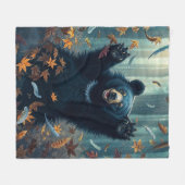 Couverture Polaire Joyeux Feuilles de chasse à l'ours noir (Devant (Horizontal))