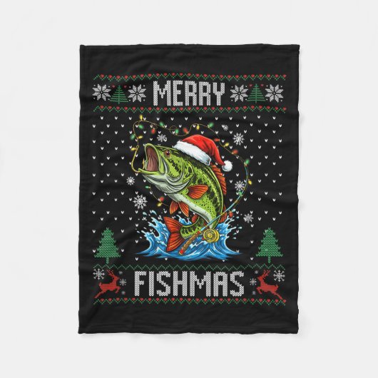Couverture Polaire Joyeux Fishmas B Fish Pêche de Noël Sweate Moche (Devant)