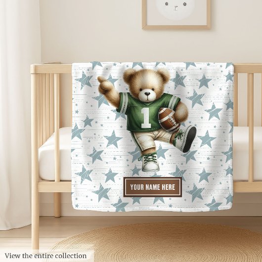 Couverture Polaire Joyeux Football Américain Teddy Bear Custom Kids