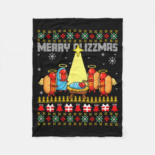 Couverture Polaire Joyeux Glizzmas vilains sweaters de Noël Hot Dogs  (Devant)