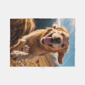 Couverture Polaire Joyeux Golden Retriever en cours (Devant (Horizontal))