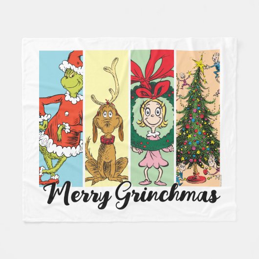 Couverture Polaire Joyeux Grinchmas Collage de Fêtes (Devant (Horizontal))