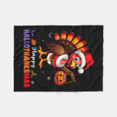 Couverture Polaire Joyeux Hallothanksmas Chemise Halloween Thanksgivi (Devant (Horizontal))