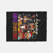 Couverture Polaire Joyeux Hallothanksmas Chiens Halloween Thanksgivin (Devant (Horizontal))