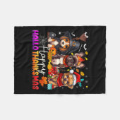 Couverture Polaire Joyeux Hallothanksmas Chiens Halloween Thanksgivin (Devant (Horizontal))