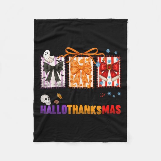 Couverture Polaire Joyeux Hallothanksmas Coquette Bows Halloween Merc (Devant)