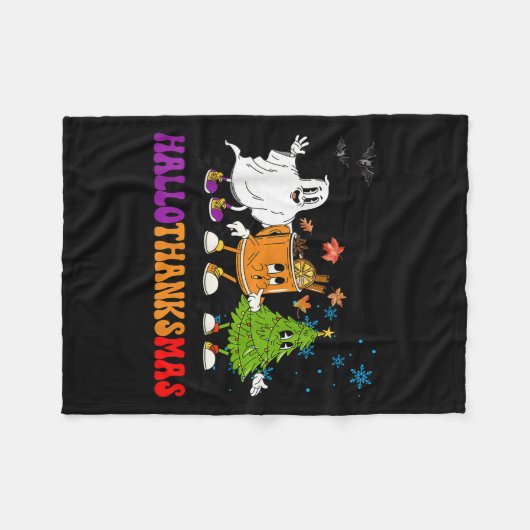 Couverture Polaire Joyeux Hallothanksmas Halloween Thanksgiving Chris (Devant (Horizontal))