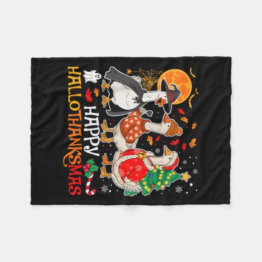 Couverture Polaire Joyeux Hallothanksmas Silly Goose Halloween Thanks (Devant (Horizontal))