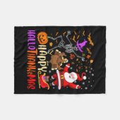 Couverture Polaire Joyeux Hallothanksmas Squelette Citrouille Turquie (Devant (Horizontal))
