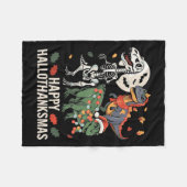 Couverture Polaire Joyeux Hallothanksmas T Rex Halloween Thanksgiving (Devant (Horizontal))