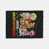 Couverture Polaire Joyeux Hallothanksmas Thanksgiving Dinosaur T Rex (Devant (Horizontal))