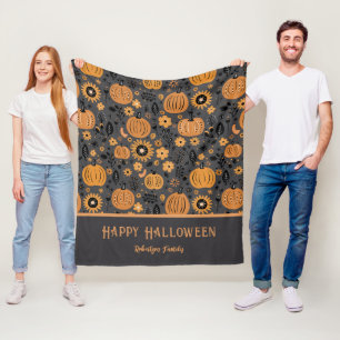 Couverture Polaire Joyeux Halloween Automne Citrouille Nom de Famille