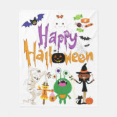 Couverture Polaire Joyeux Halloween Enfants mignonnes et Éffrayants (Devant)