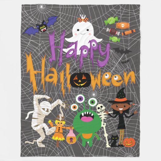 Couverture Polaire Joyeux Halloween Kids mignonne et Éffrayant Fleece (Devant)