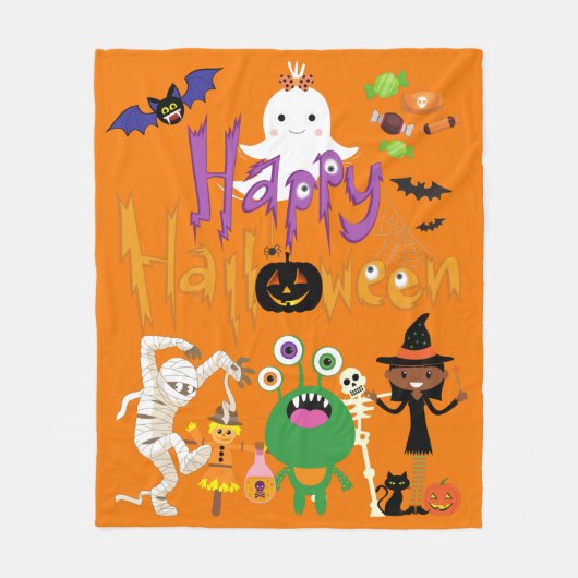 Couverture Polaire Joyeux Halloween Kids mignonne et Éffrayant Fleece (Devant)