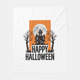 Couverture Polaire Joyeux Halloween Maison Hantée Graphique Vintage_1